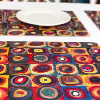 4 Kolorowe podkładki korkowe (zestaw), Kwadraty i koła Kandinsky'ego 
